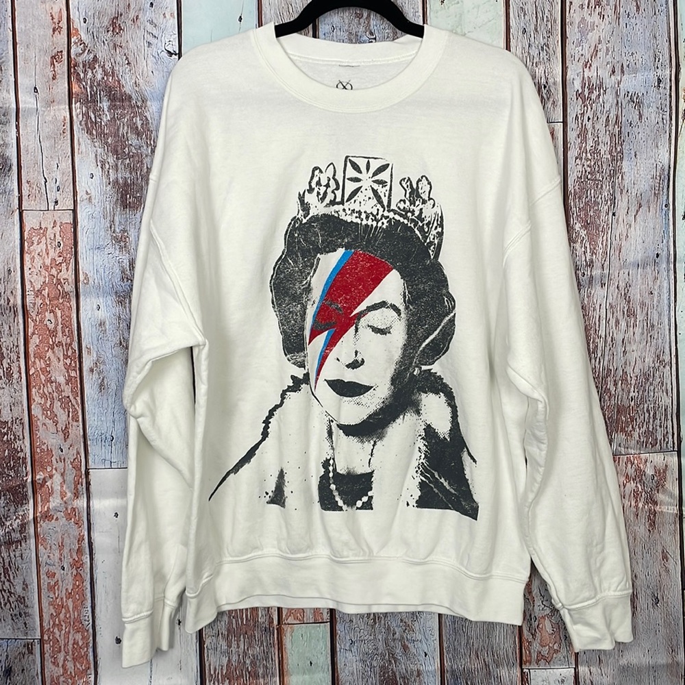 NLF White Graphic Sweatshirt Sweater with Red Black and White Design Oversized M - Picture 2 of 5